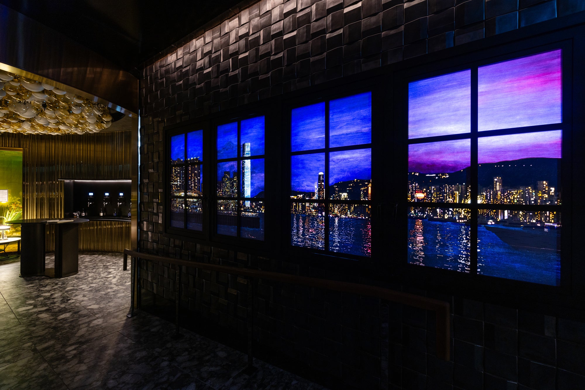 Contemporary painting in light box by Sim Chan commissioned for and installed in Townplace West Kowloon Hong Kong curated by The Picturesque.