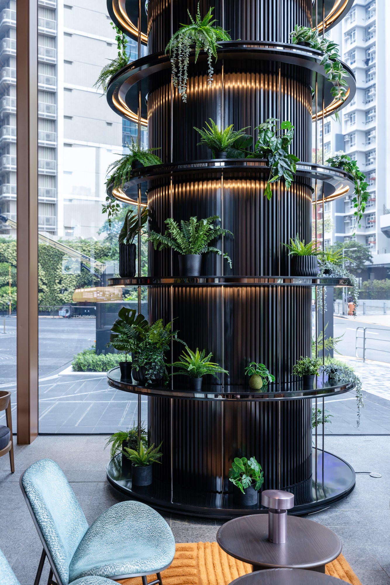 Plants decoration installed in Townplace West Kowloon Hong Kong curated by The Picturesque.